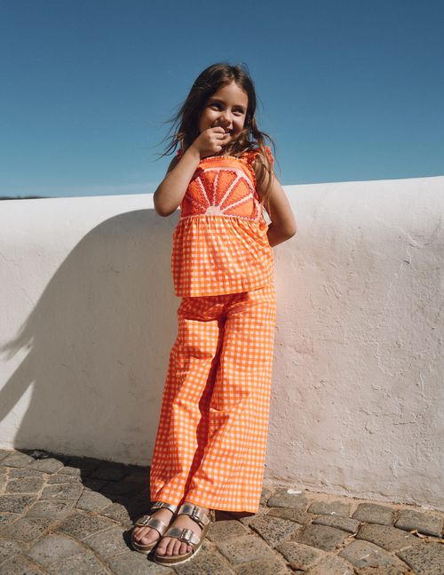 Girls Wide Leg Pants in Orange | Size 2-3 Years