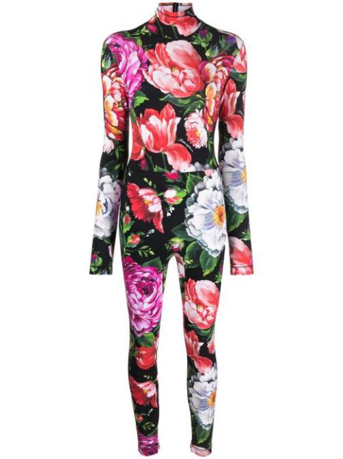 Floral-print long-sleeve bodysuit