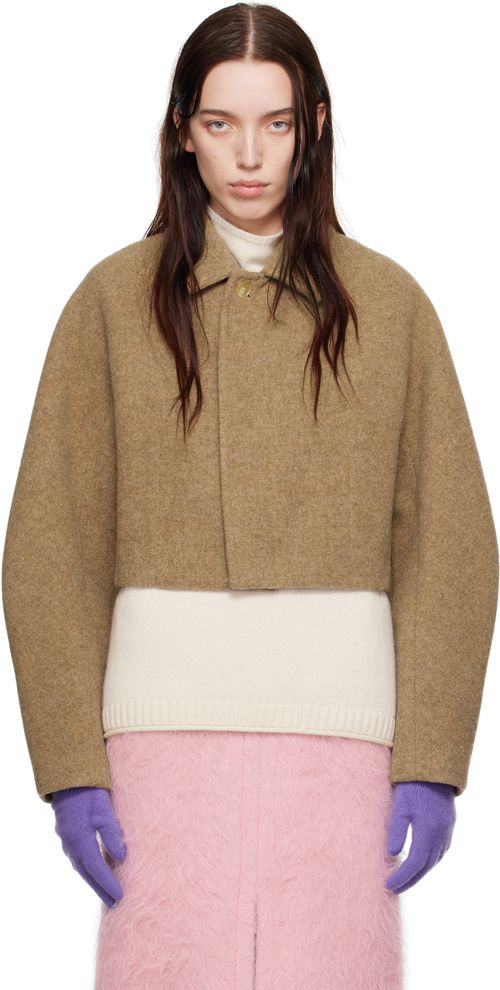 AURALEE Brown Sponge Wool Melton Short Jacket
