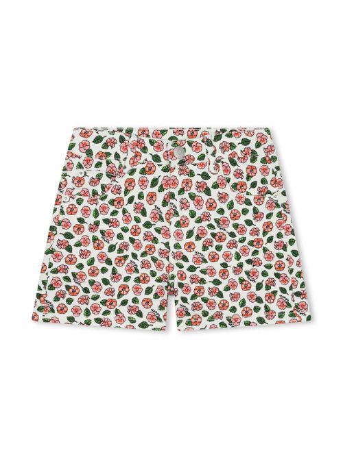 Floral-print cotton shorts - White