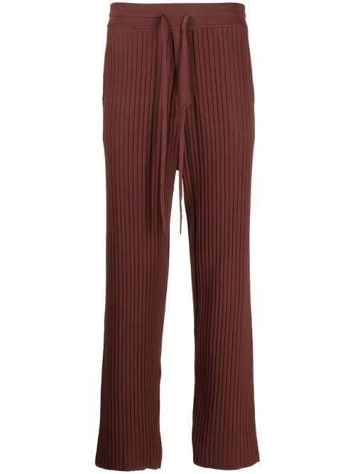 Ribbed straight-leg trousers - Brown