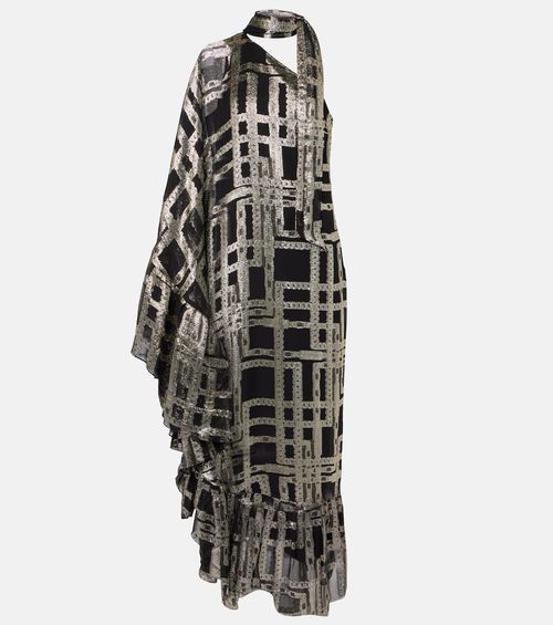 Betsy printed asymmetric silk-blend maxi dress