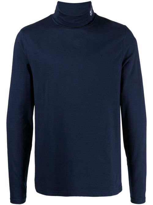 Logo-embroidered roll-neck jumper - Blue