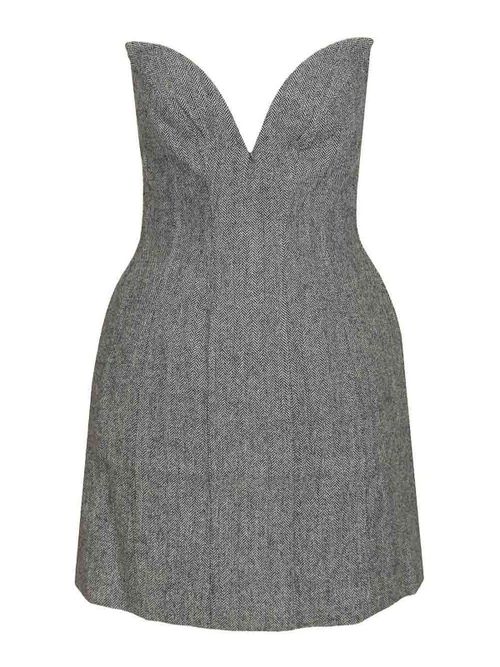 Herringbone Wool Mini Dress