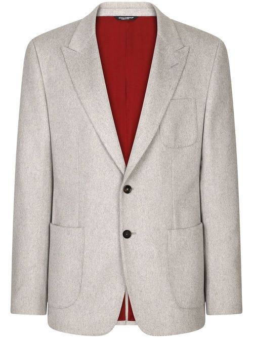 Cashmere-silk single-breasted blazer - Grey