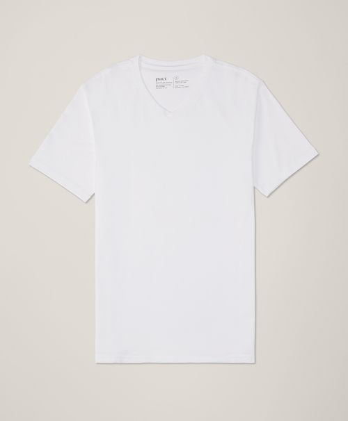 Men's White Cool Stretch Slim Fit V-Neck Tee