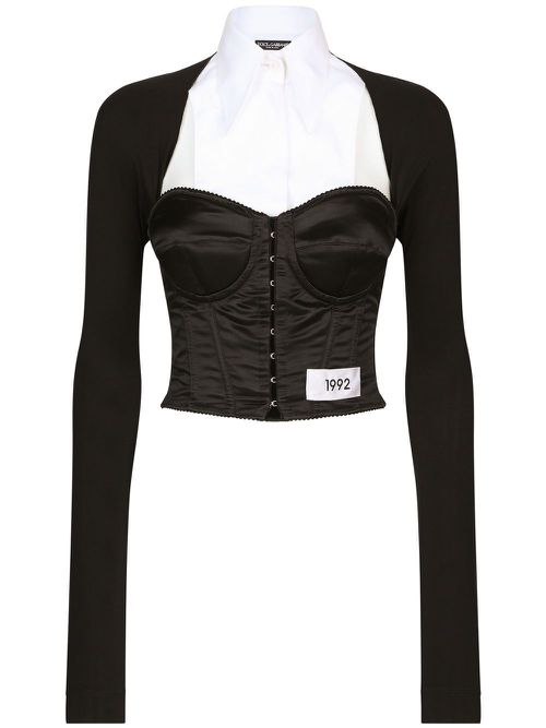 KIM DOLCE&GABBANA layered-shirt corset top - Black