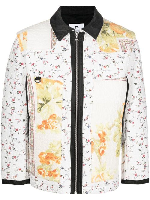 Boutis floral-print quilted jacket - White