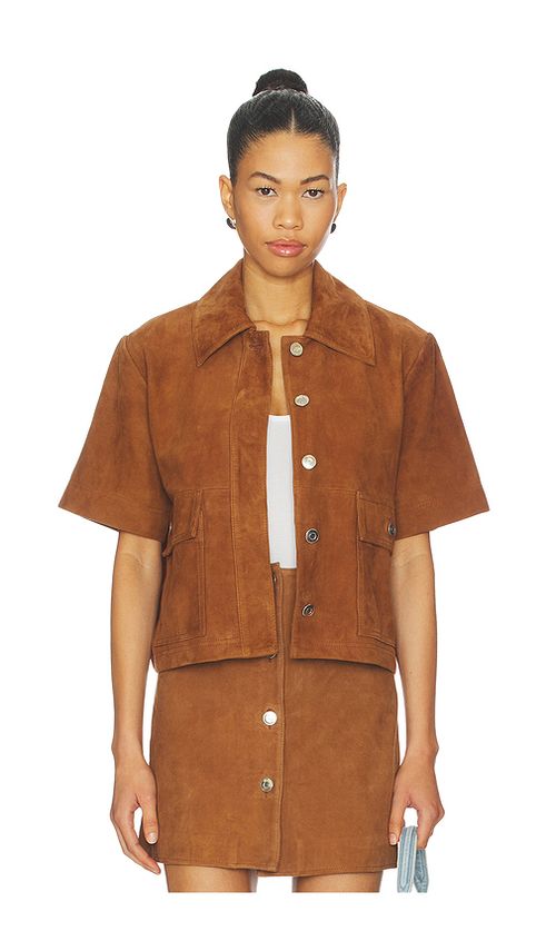 ALIGNE Jane Suede Shirt in Brown. L. Also in XS