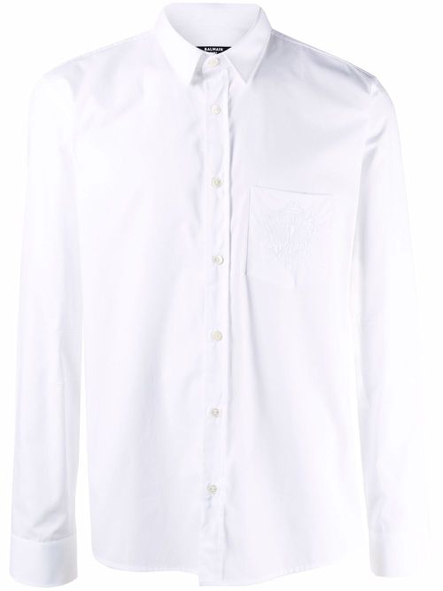 Embroidered-logo cotton shirt - White