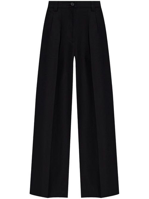 Straight Cotton Trousers - Black