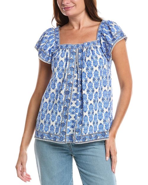 Square Neck Flutter Sleeve Blouse