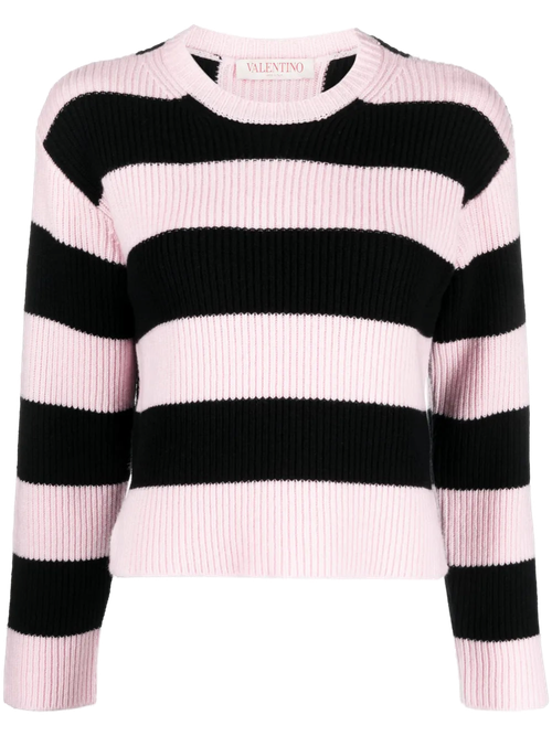 Striped Virgin Wool Sweater — Pink