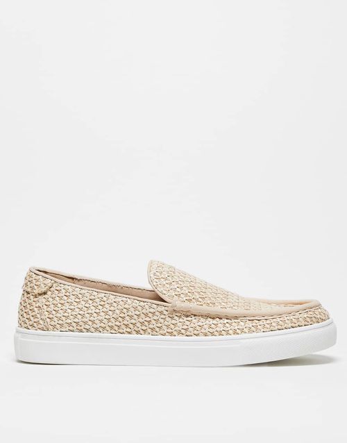 Cupsole loafers in natural weave-Neutral