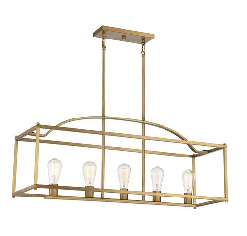 Savoy House Palladian 5-Light Linear Chandelier in Warm Bras
