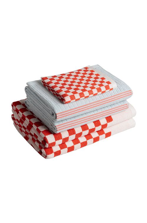 BAINA Organic Cotton Towel Set Paloma Sun & Ecru - Red. a