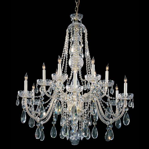Traditional Crystal 12-Light 46" Traditional Chandelier in Polished Brass with Clear Hand Cut Crysta