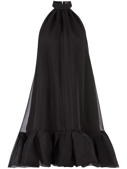 Peplum-hem halterneck mini dress - Black