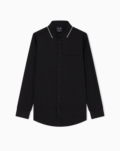 Stretch cotton shirt with contrasting profiles