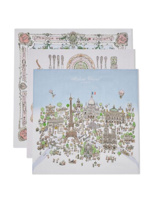 Illustration-print organic cotton blanket - Blue