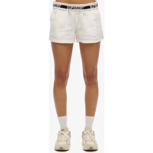 Women's Superdry Women's Linen Drawstring Short White - Size: 10