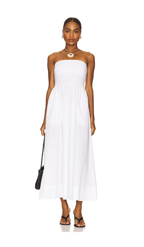 Enza Costa Cotton Resort Strapless Dress in White. M also in