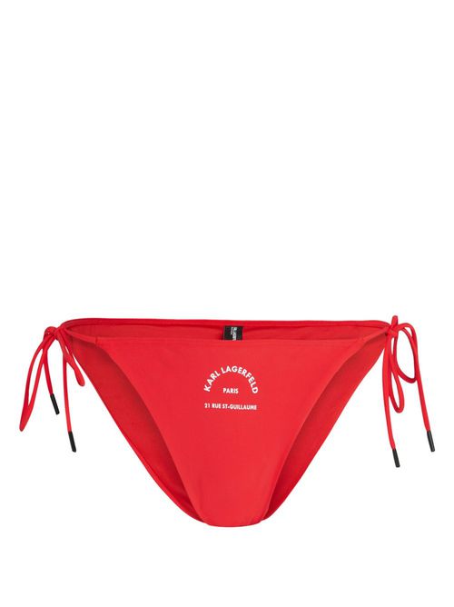 Logo-print string bikini bottoms - Red