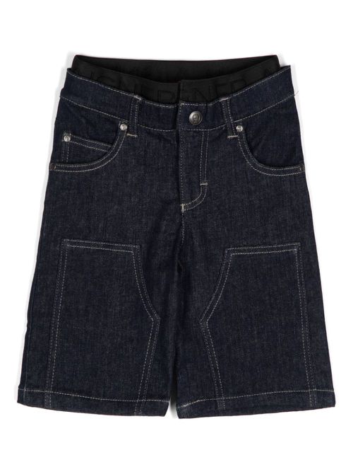 Double-waistband denim shorts - Blue