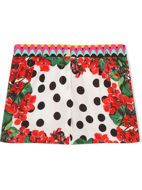 Mixed floral-print shorts - Red