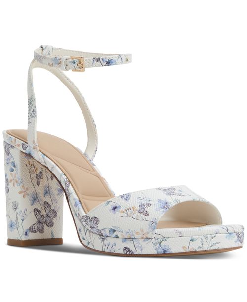 Women's Gracious Two-Piece Block-Heel Dress Sandals - Ivory/Blue Multi