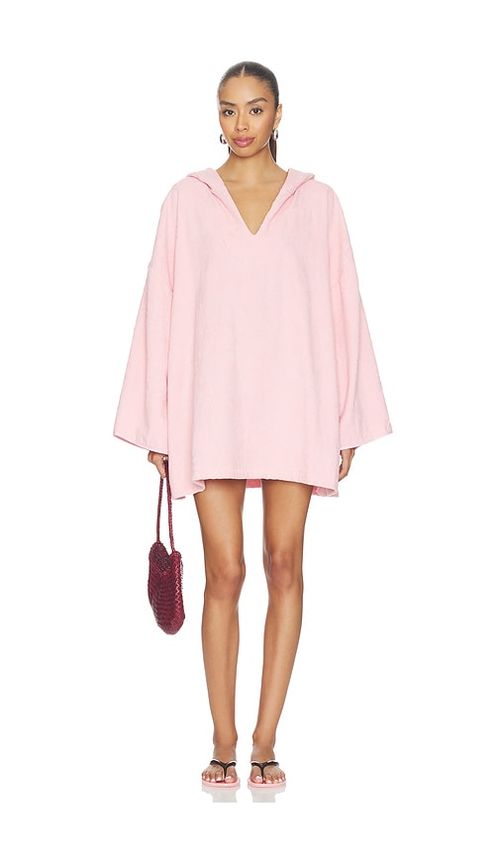 Hunza G Sunny Towelling Hooded Poncho in Pink