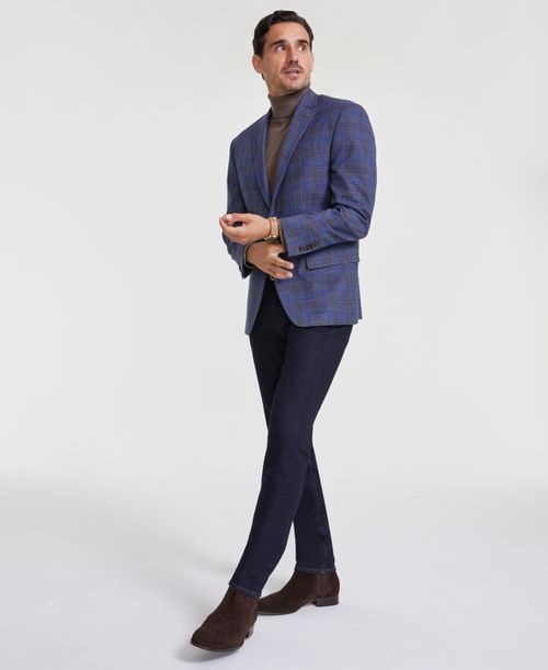 Men's Classic-Fit Plaid Sport Coat - Light Blue Brown