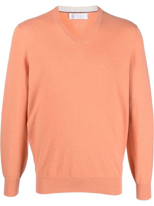 V-neck cashmere jumper - Orange