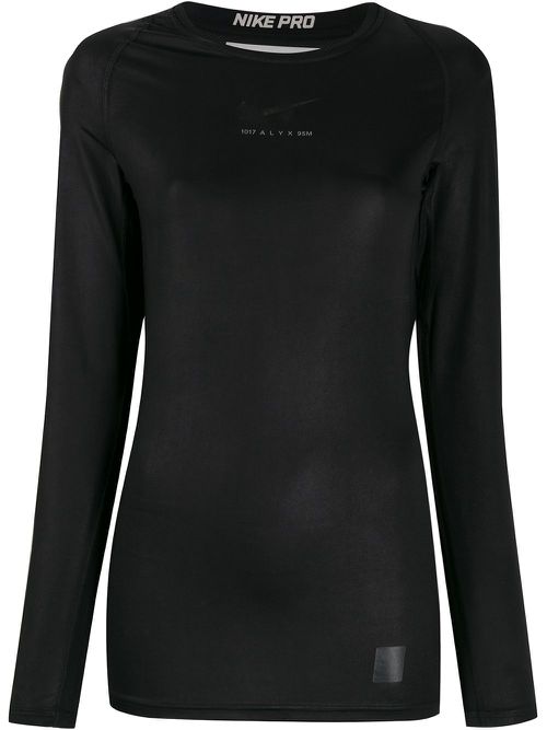 X Nike raglan-sleeves logo top - Black