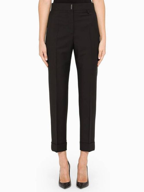 Tailored straight-leg trousers - Black