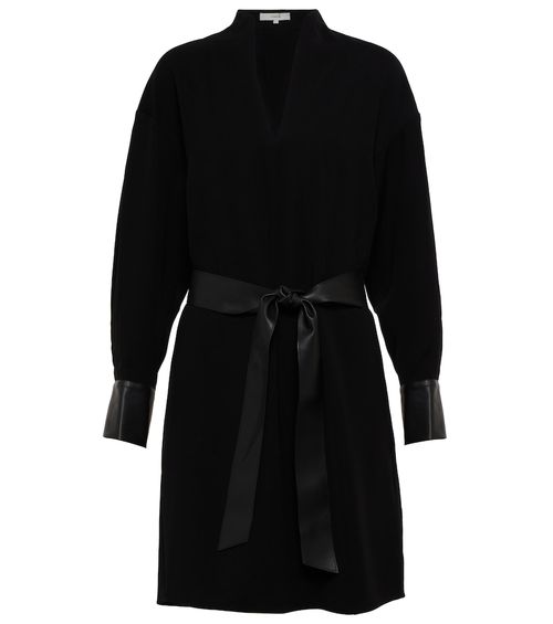 Vince Faux leather-trimmed minidress