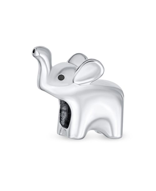 Lucky Zoo Animal Charm Bead Trunk Up Elephant Sterling Silver Bracelets - Silver