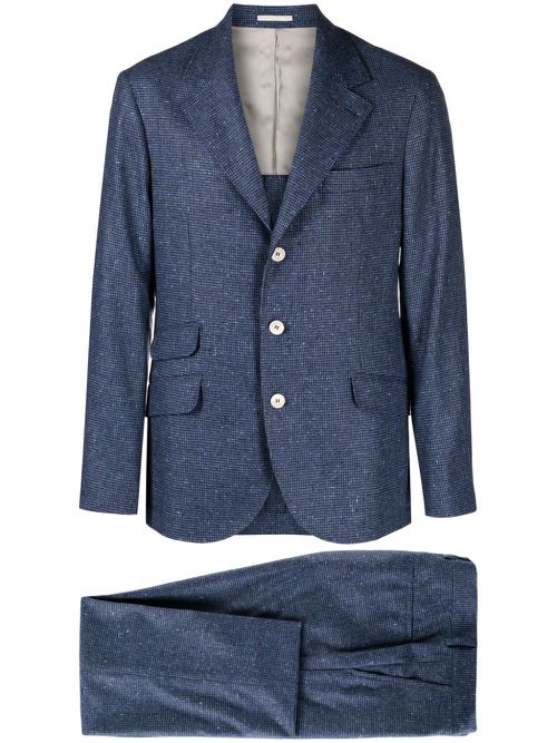 Houndstooth wool-cashmere blend suit - Blue