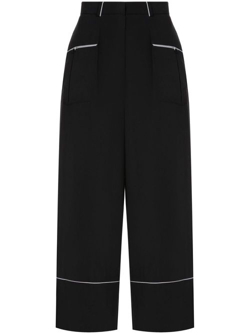 Contrast-piping pajama trousers - Black