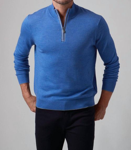 Palmer Mock Zip Sweater In Pool