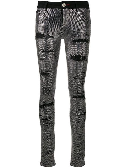 Crystal-embellished skinny jeans - Black