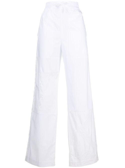 Household Linen straight-leg cotton trousers - White