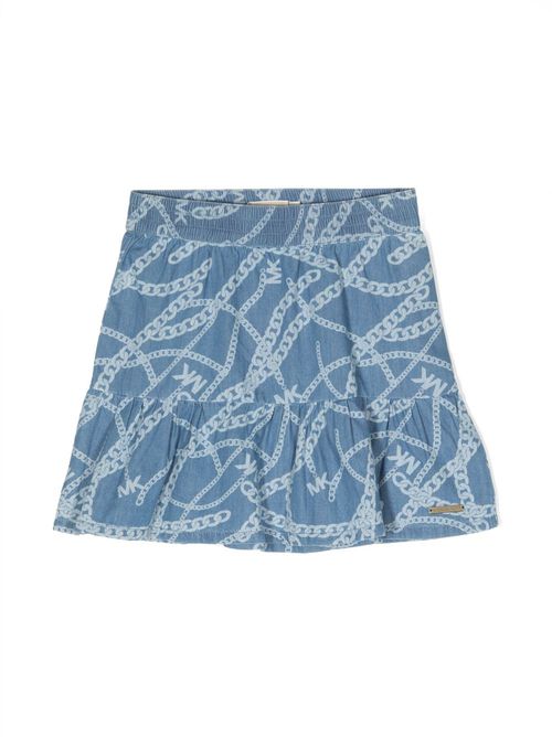Chain-link print tiered skirt - Blue