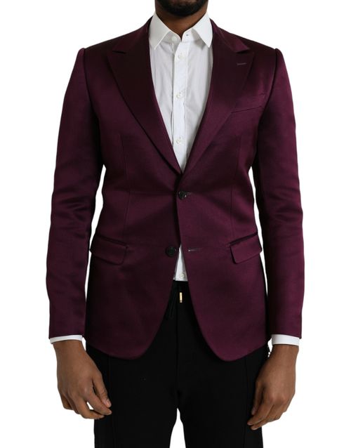 Silk Single-Breasted Blazer — Maroon