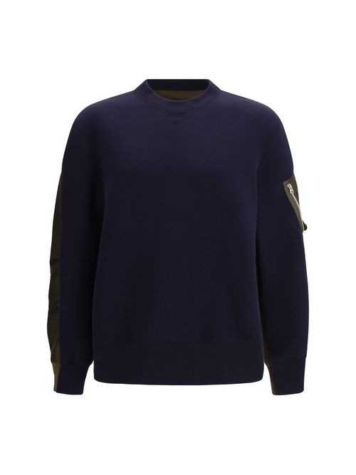 Contrast-Panel Cotton-Nylon Sweatshirt — Navy
