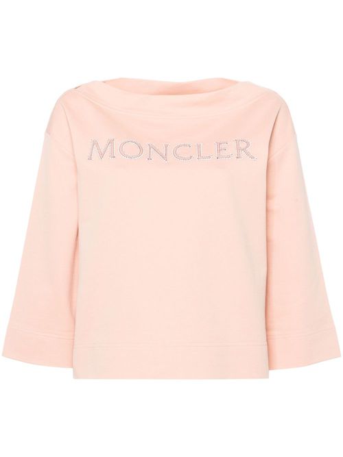 Logo-appliqué boat-neck sweatshirt - Pink