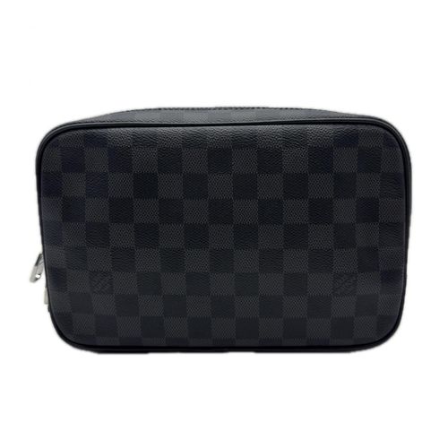 Louis Vuitton Black Gray Coated Canvas Leather Clutch Bag Pre-Owned