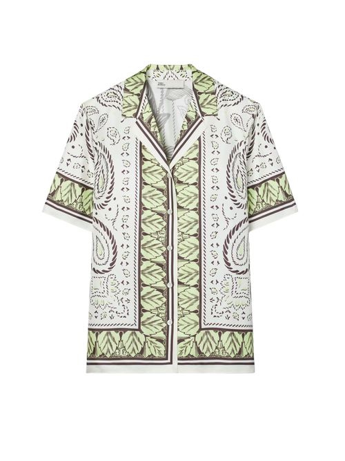 Silk Camp Shirt with Cockatoo Print for Women