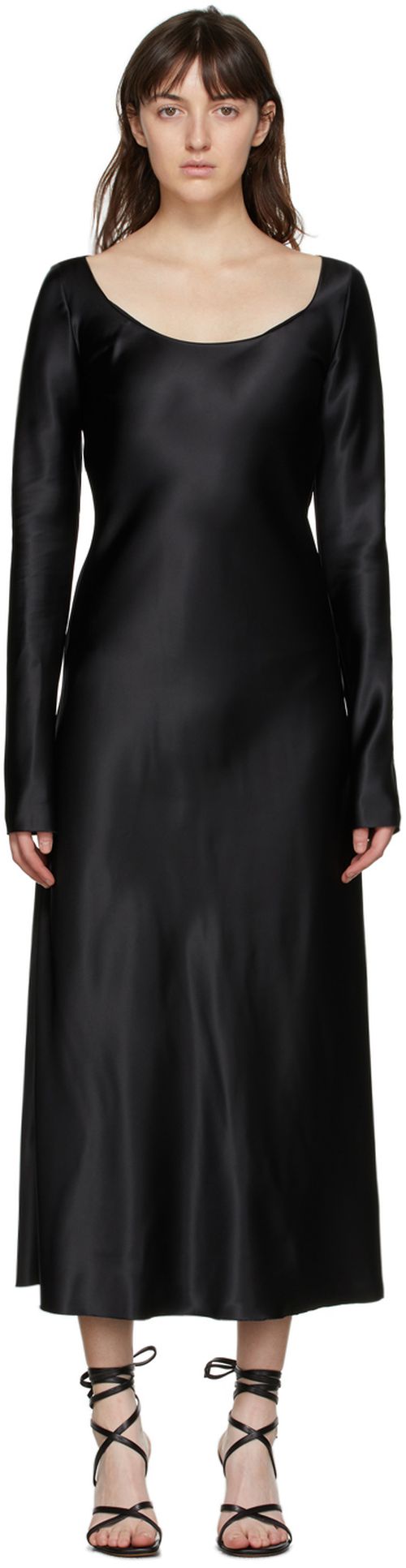 Marina Moscone 여성 블랙 헤비 새틴 플루이드 드레스 202225F055007