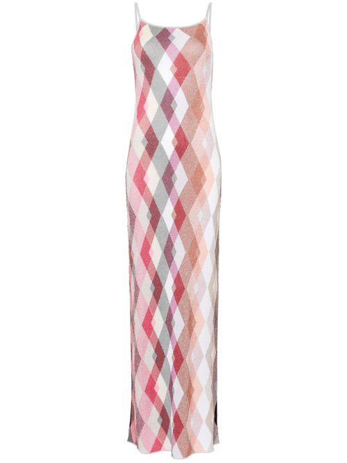 Plaid woven maxi dress - Pink